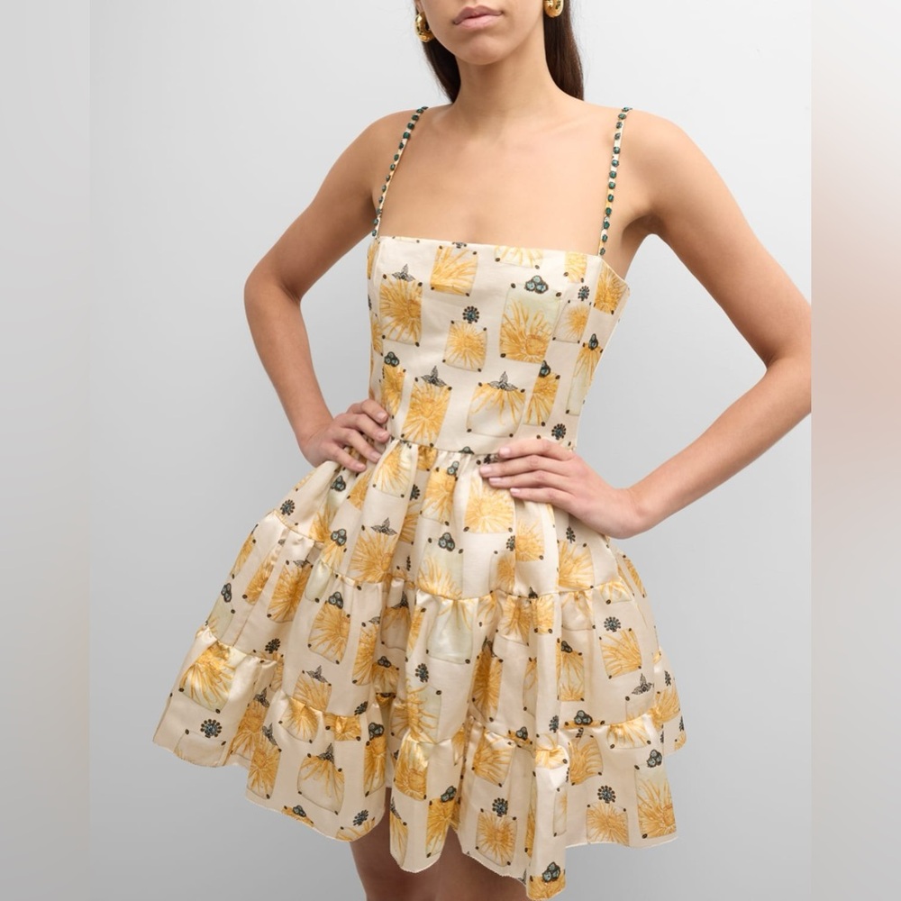 Agua by Agua Bendita Lima Bisuteria Mini Dress Hand-Embroidered